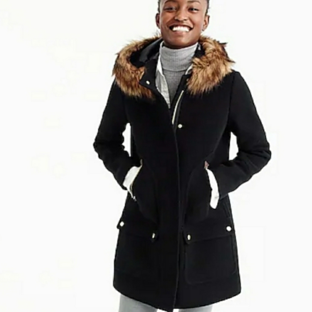 Like New J.Crew Black Wool Pea Coat Size 0P